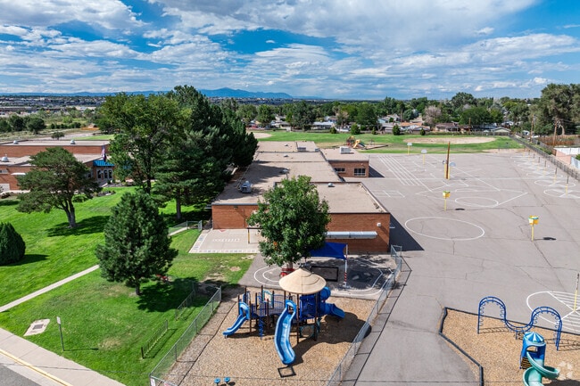 Haaff Elementary School has outdoor playgrounds and recess courts.