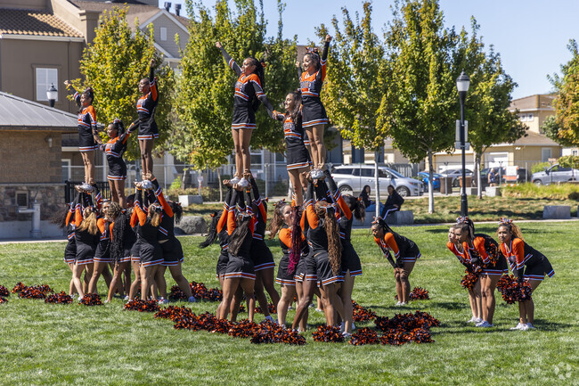 A captivating cheerleader routine at the Pittsburg Seafood & Music Festival in Marina Park.
