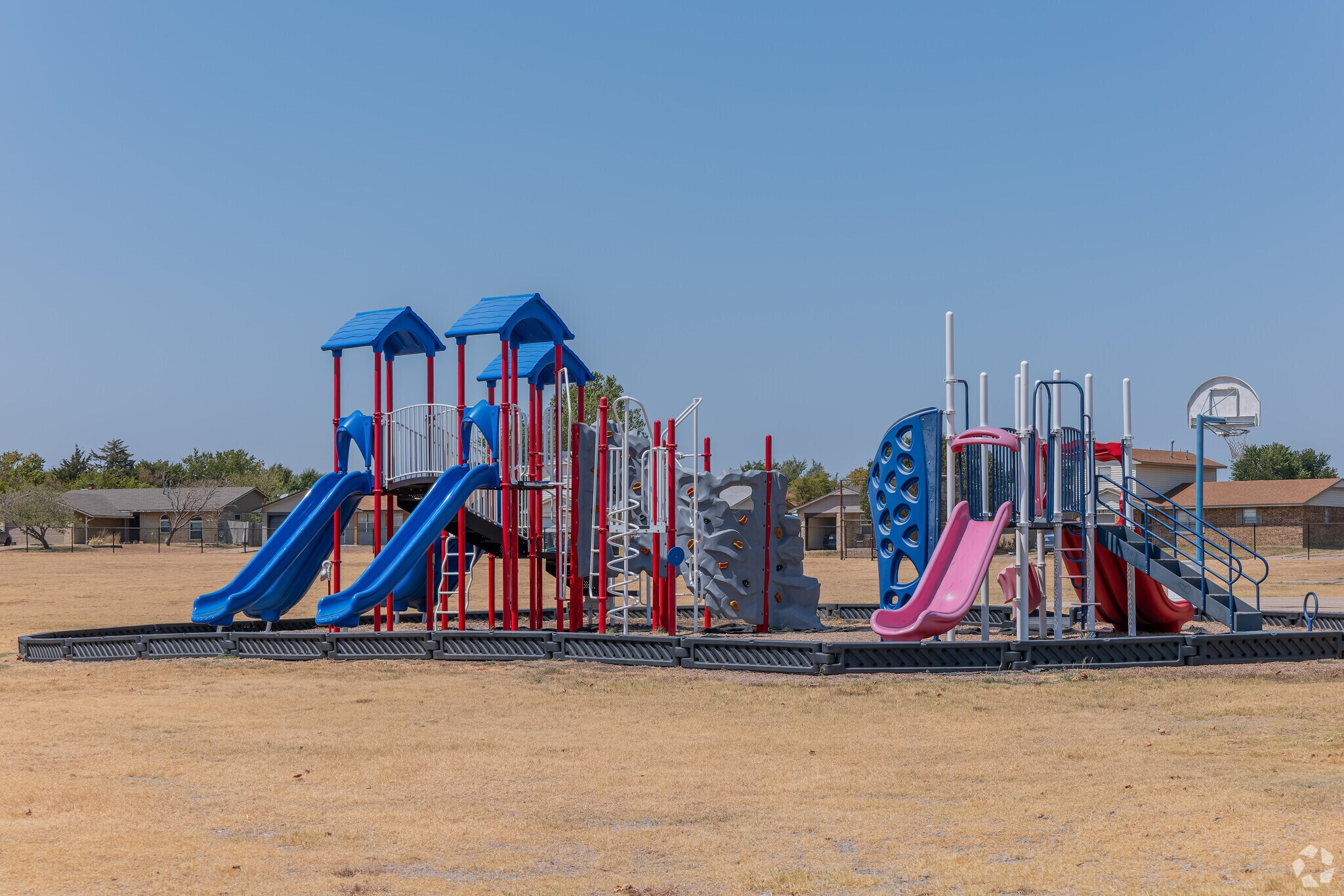Almor West Park features a playground for kids to play with.