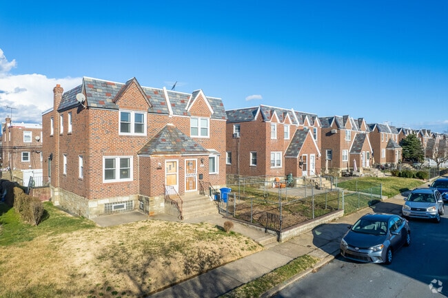The Rhawnhurst landscape is adorned with neat row homes.