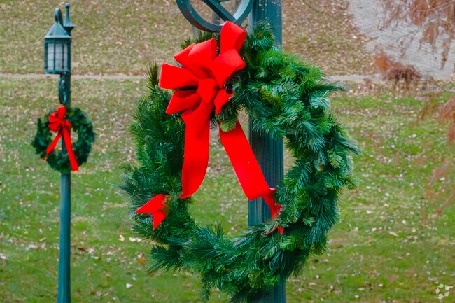 Holiday decorations give a bit of lifestyle to the lamp post of Pasadena Hills.