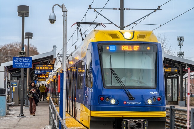 The blue line light rail can be accessed on the east side of Ericsson of 46th and Hiawatha.
