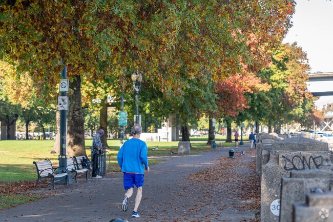 Overlook locals frequent Portland’s waterfront paths for skyline-and-river views.