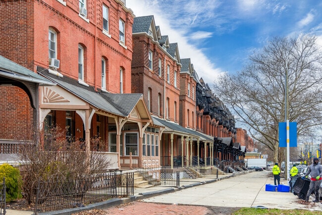 Powelton Village homes are typically row homes constructed with brick.