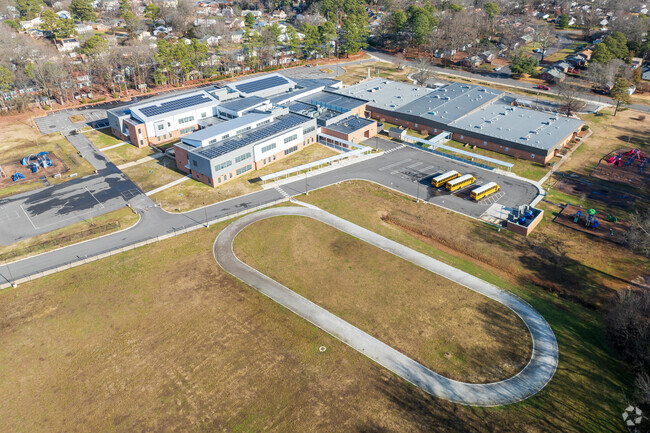 An aerial view of Elizabeth Holladay Elementary School.