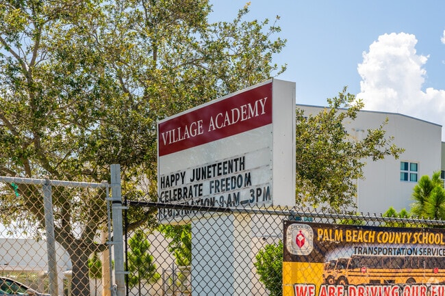 Sign of Village Academy Middle/High School.