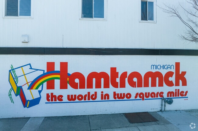 The sign on Trowbridge celebrates the diverse array of cultures represented in Hamtramck.