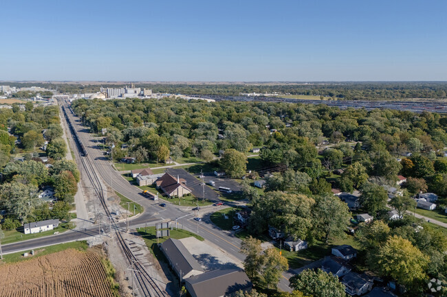 Looking across Grant Park from the Northwest, the ADM plant is seen in the distance.