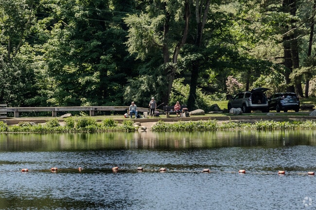 Chatfield Hollow State Park has a lake with a popular spot for fishing you can enjoy.