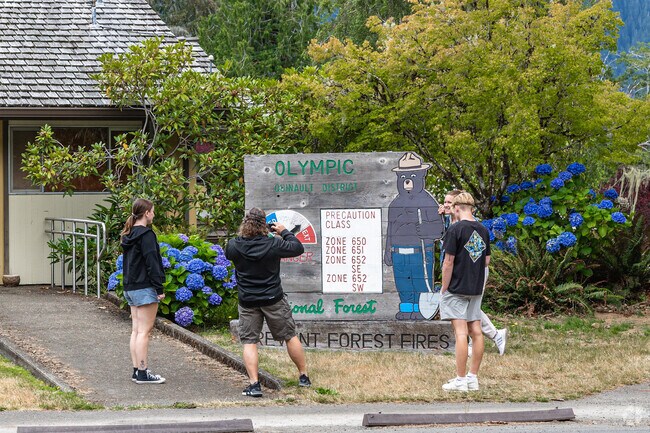 Tourists have many photo ops near Neilton, like the Olympic Peninsula forest fire sign.