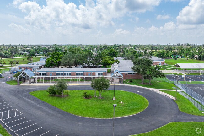 Pine Island Elementary is centrally located near residential communities on Pine Island.