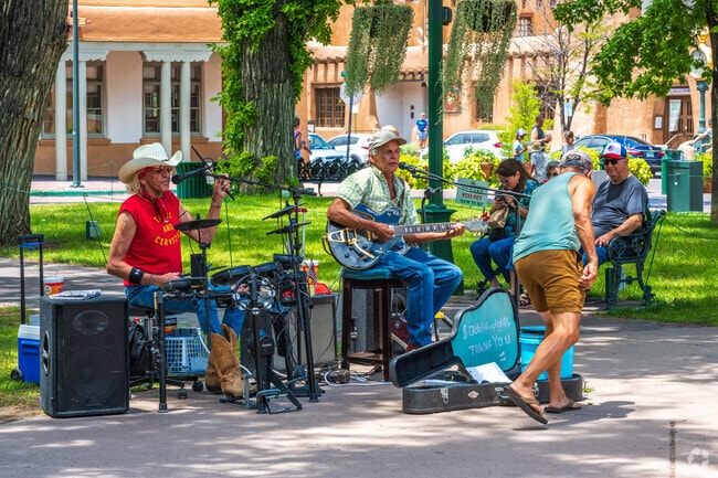 A short walk away, locals enjoy the Santa Fe Plaza with its many artisans and musicians.