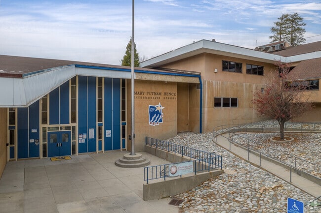The entrance to Mary P. Henck Intermediate School is very welcoming.