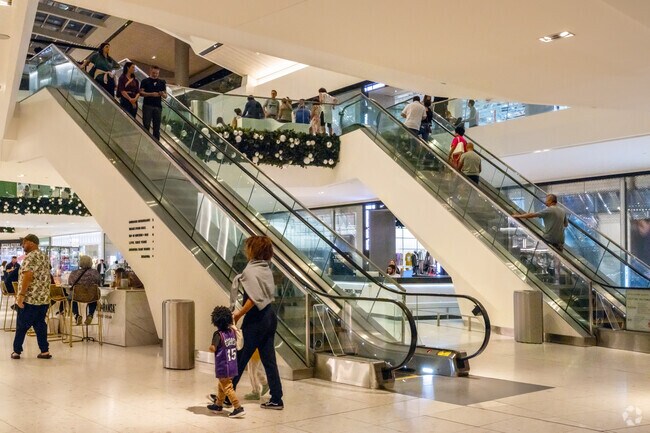 Residents of Aventura can be seen shopping throughout the mall.