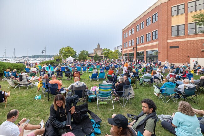 The Hingham Shipyard Concert Series in Hingham draws large crowds.