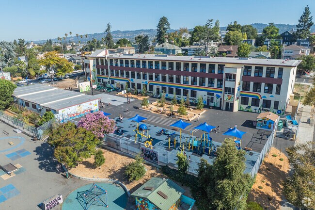 Ivy Hill's Bella Vista School features a small blacktop courtyard.