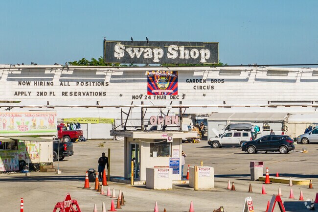 The historic Swap Shop market is located across the street from Dillard Park.