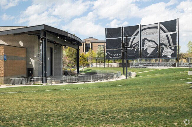 Ogden Amphitheater at the Municipal Garden is surrounded by verdant lawns in downtown Ogden.