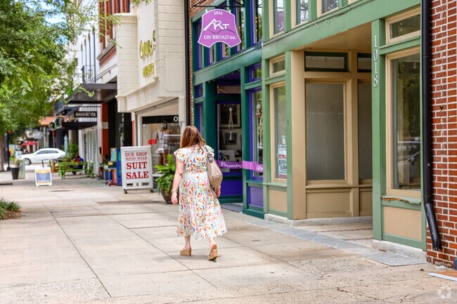 Shopping is very pedestrian-friendly in Olde Town-Pinched Gut.