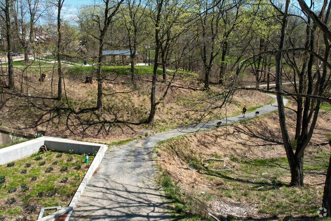 Residents like to walk their dogs on the long peaceful trails of McKinley Park in Beltzhoover.