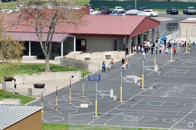 Students can play a game of basketball at Golden Oak Elementary School.