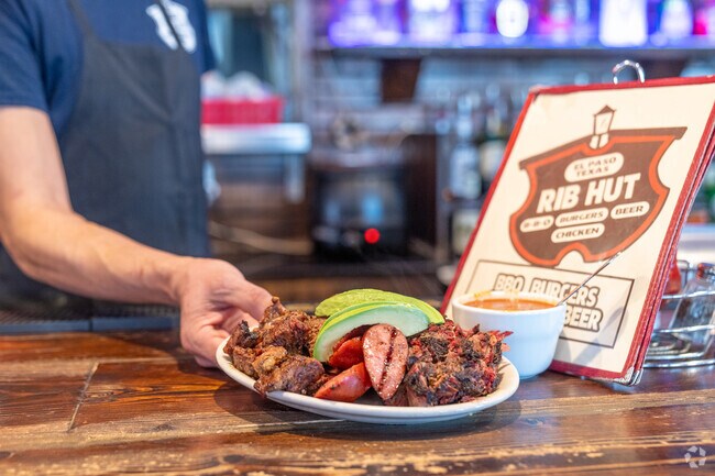 The appetizing meat sampler at Rib Hut in El Paso County East neighborhood.