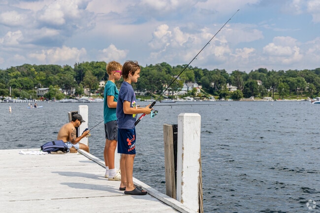 Enjoy fishing on the piers of Williams Bay in Lake Geneva.