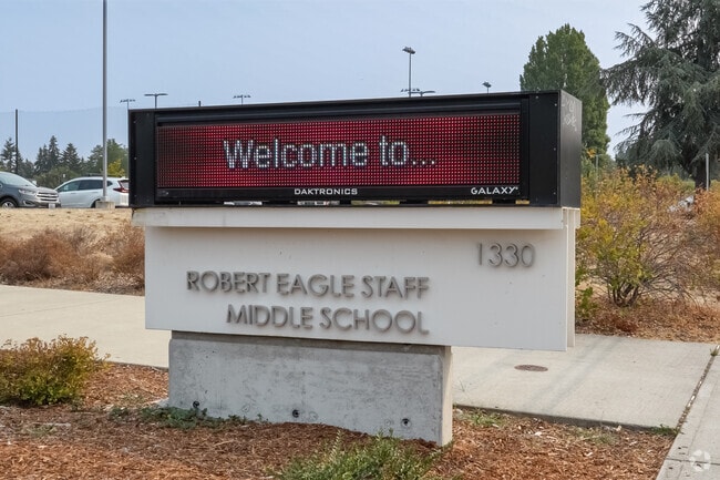 Robert Eagle Staff Middle School signage.