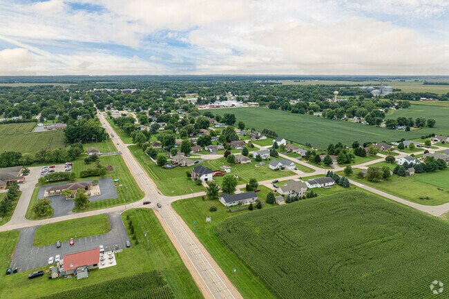 Amboy homes are surrounded by vast agricultural fields.