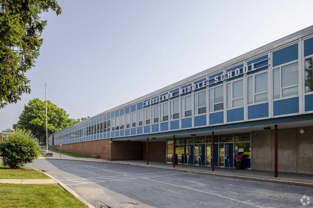 Woodlawn Middle School front entrance in Lochearn.