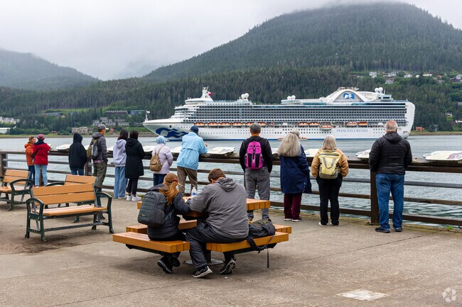 Watch cruise ships come through the Gastineau Channel that separates West Juneau from Downtown.