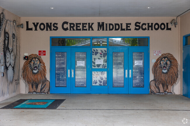Lyon Creek Middle School front gate.