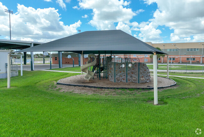 Meadowlane Intermediate Elementary School has covered play areas.