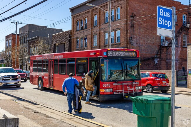 PRT bus stops are up and down Monongahela Avenue in Glassport.