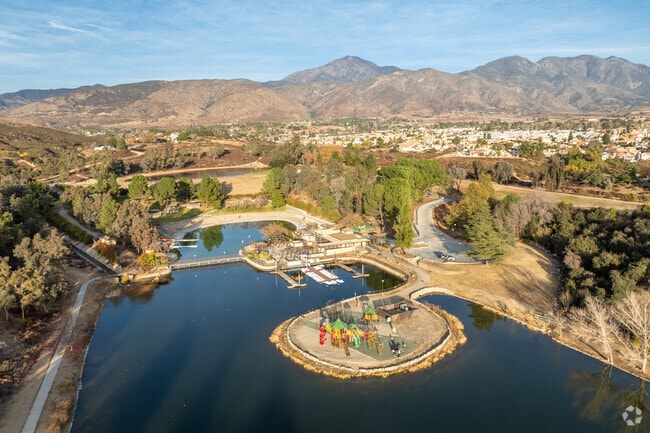 Yucaipa Regional Park has a swimming lagoon here attracts thousands over the summer.