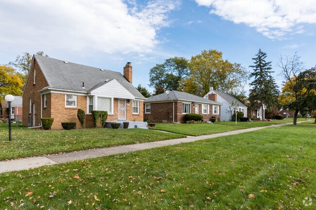 Rows of homes line the streets of Detroit's Holcomb Community.