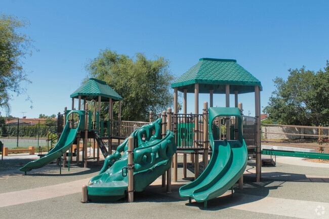 Nisich Park playground's slides will delight kids in the Meadows neighborhood of San Jose, CA.