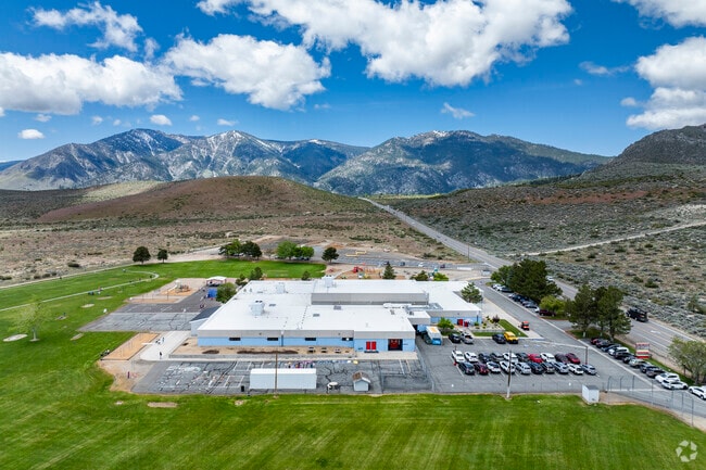 An aerial view of Jacks Valley Elementary School facing West.