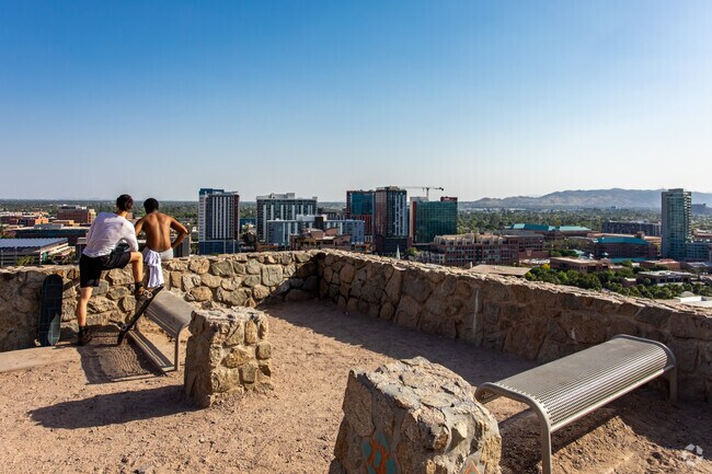 Lookout to Downtown Tempe from one of the high points at the Hayden Butte Preserve.