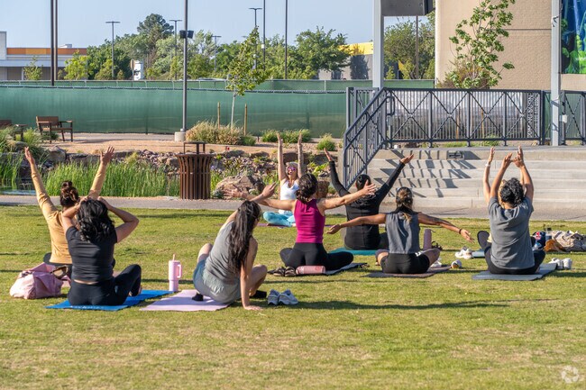 The Wellness Wednesdays Growers Market offers a relaxing yoga class for community members.