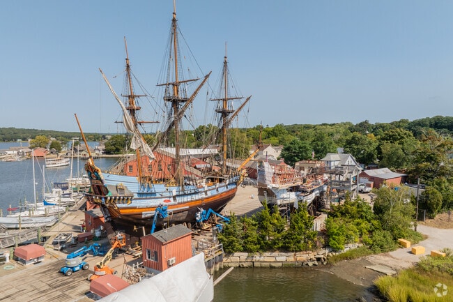 The Mystic shipyard sees hundreds of boats every week through West Mystic.