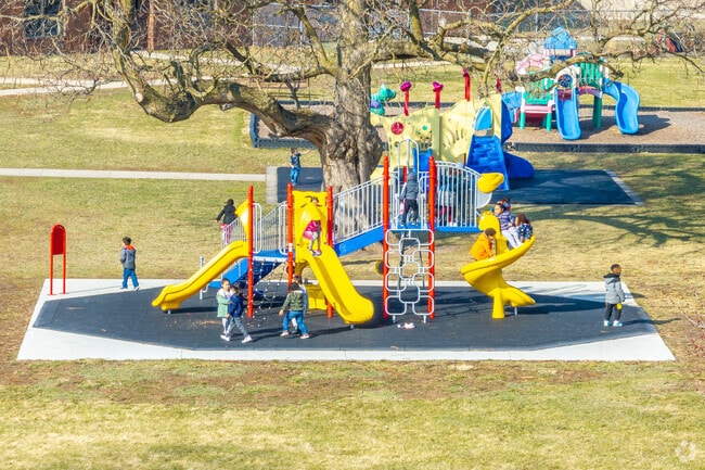 King Elementary students enjoy acres of outdoor space during recess.