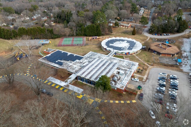 An aerial view of J.B. Fisher Elementary School.