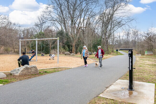 You'll find local residents enjoying Huntingtowne Farms Park in the Starmount Neighborhood.