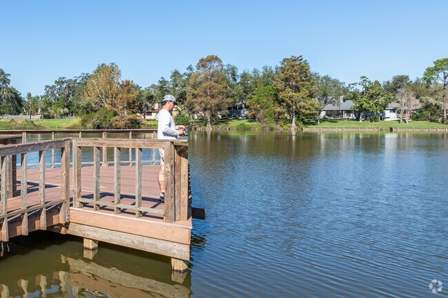 A man casts a line for the big one in one of Lake Jackson's many area ponds.