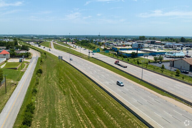 Interstate 244 runs on the north side of Clarland Acres.