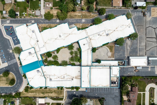 Highland Park Elementary School has a unique design with a courtyard in the middle.