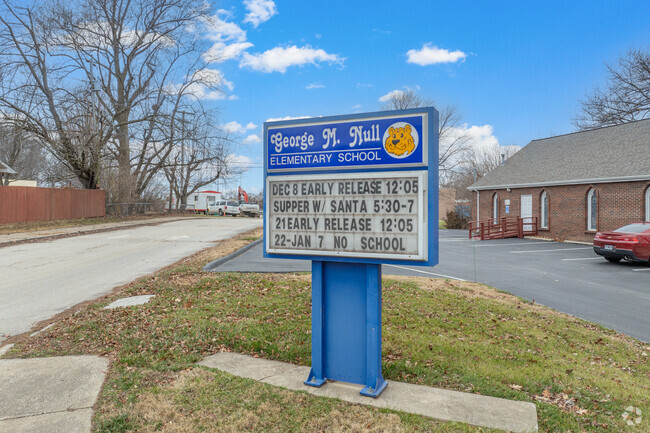 George M. Null Elementary School is located on the edge of McNair Park and surrounded by homes.