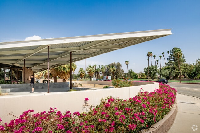 The iconic Palm Springs Visitors Center can be found just outside Mountain Gate.