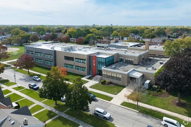 The beautiful campus of Elm Middle School includes modern amenities for students.